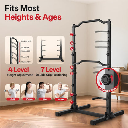 JOROTO Foldable Power Tower Dip Station, Height Adjustable Freestanding Pull-Up Station, 5 in 1 Multifunctional Home Gym Fitness Station, 172kg Load Capacity - QUORE