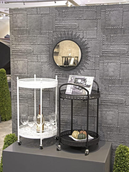 HAKU Serveerwagen zwart, metaal - Maat: B 51 cm x H 71 cm x D 42 cm, Stijl: Art Deco