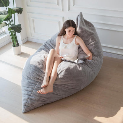 MAXYOYO Giant Bean Bag Bed – Square Bean Bag Chair – Large Sofa with Plush Cover and Fluffy Filling for Adults, Couples, Guests (Grey, 150x200cm)