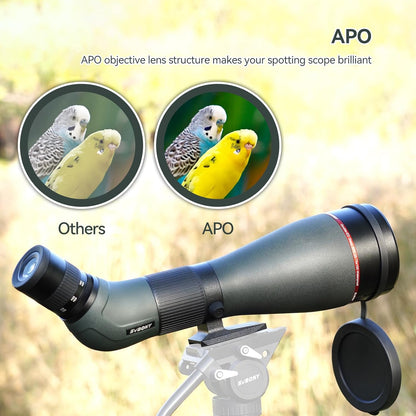 Svbony SA401 APO Spotting Scope, 25-75x100mm Apochromatisch Dubbele ED Objectieflens FMC Birding Scope, Digiscoping Compatibel met WiFi Camera SC001 for Bird Watching Wild Landscape Shooting Target