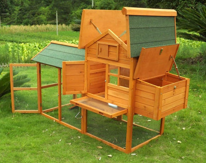 Chicken Coop Chicken Coop No. 06 "Collosus with fence, pull-out bath & storage box - QUORE