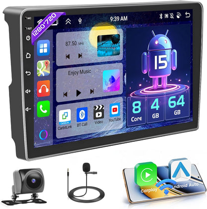 Android 15 Autoradio – Multimedia Systeem – Navigatie Unit – Touchscreen Radio – Bluetooth Autoradio – 9" IPS Scherm – 8-Core 4GB RAM 64GB Opslag