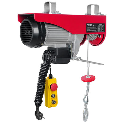 VEVOR Electric winch 500kg to 1000kg lifting height 12m cable motor winch 1600W copper motor pulley 10m/min lifting speed lift with wired remote cable lifter chain hoist