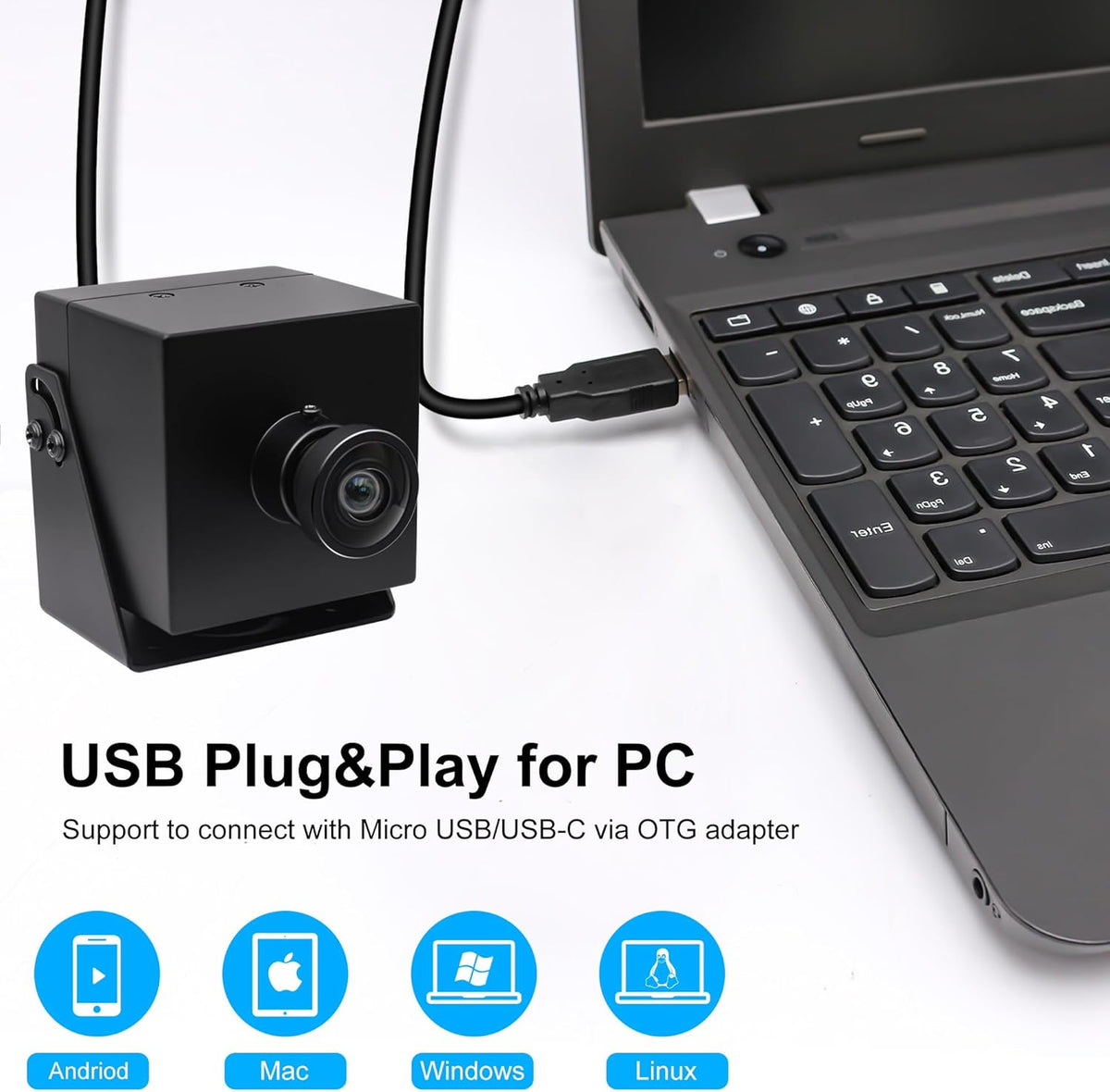 SVPRO 4K Webcam USB HDMI Dual Output voor Computer/Monitor/Projecter/TV, Groothoek USB Camera Vervormingsvrije Streaming Webcam H.265 H.264 USB Beveiligingscamera CCTV Camera 8MP