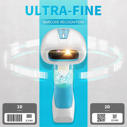 NETUM RD-1962 Blauw-Witte Antimicrobiële Draadloze 1D 2D Barcodescanner 1280×800 CMOS-Sensor 2.4G + Bluetooth IP67 (Wit- RD1962)