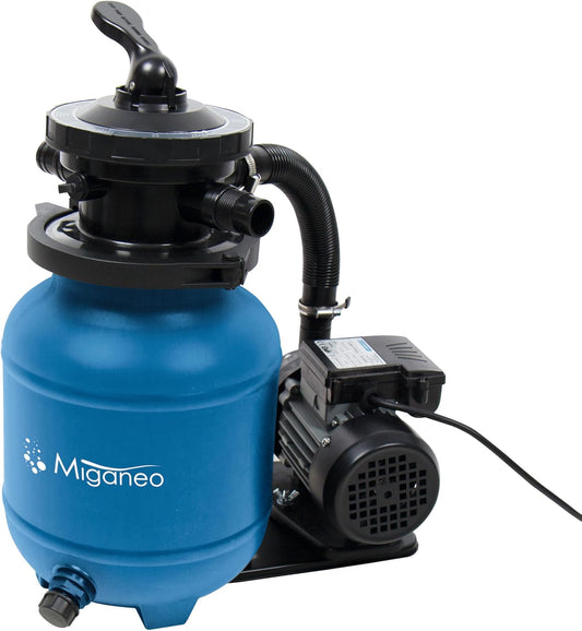 Miganeo® Speed Clean 7000 zandfilter met timer voor zwembad tot 19 m³ zelfzuigend (zwart, blauw, zilver) blauw