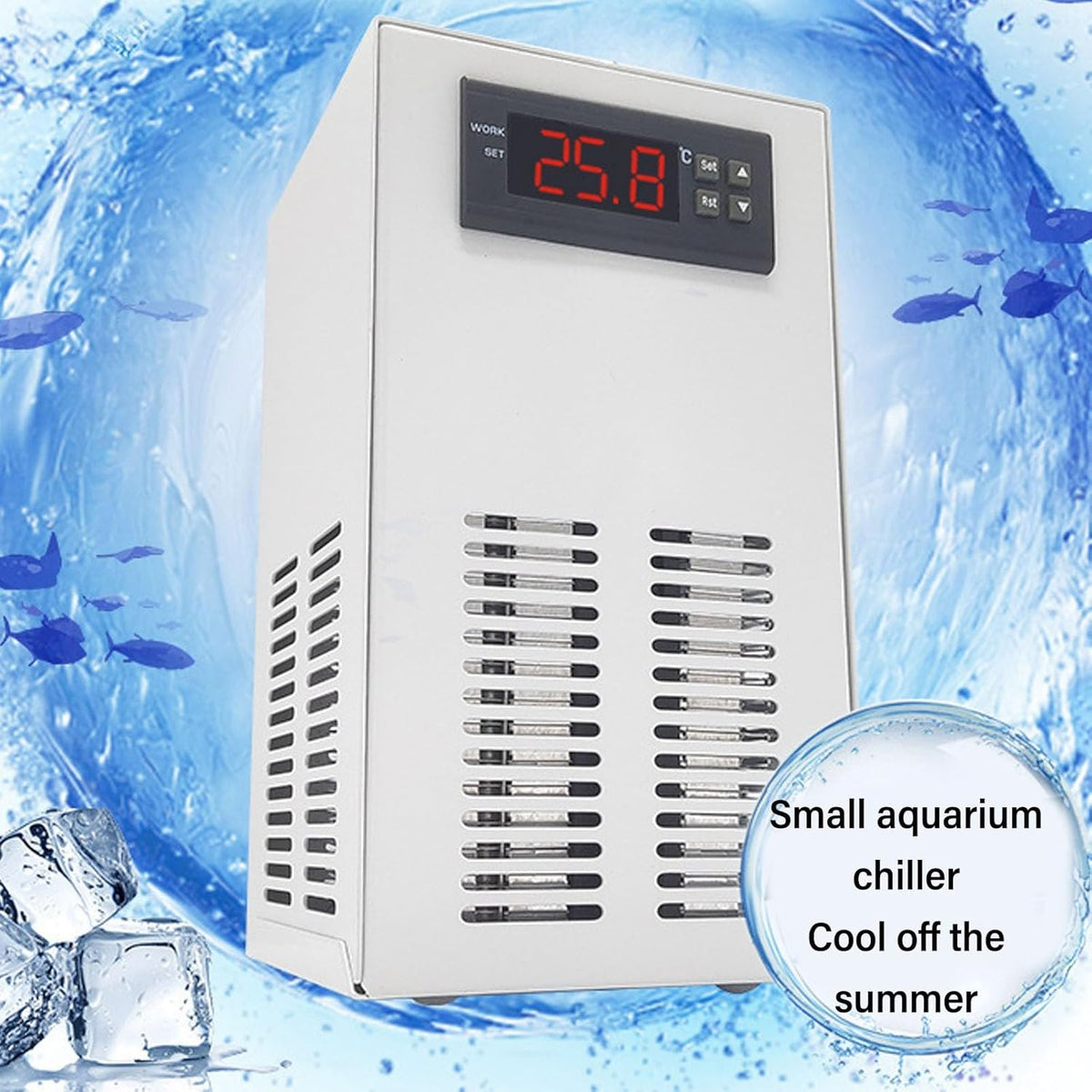 Aquarium Chiller 20L – Waterkoeler – Aquariumkoeler – Axolotl Koeler – Koelsysteem – 72W – Stil <35 dB