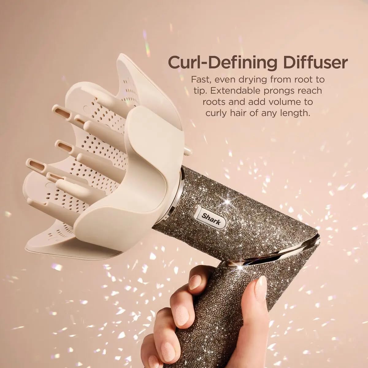 Shark FlexStyle Sparkle Limited Edition Gold Diamond 5-in-1 haarstyler en -droger met krultang, paddleborstel, ovale borstel, concentrator, diffuser, opbergdoos, zonder schade door hitte HD446JSEU