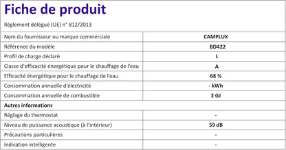 CAMPLUX 16 L Gas Boiler Tankless, Butaan (28-30 mbar)/ Propaan (37 mbar), 32 kW, BD422