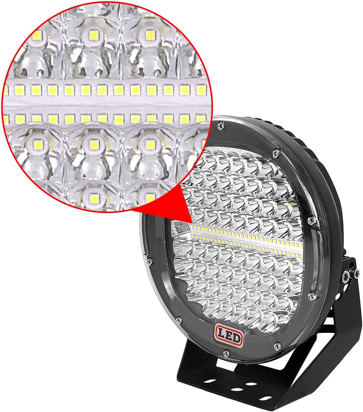 PICAA LED Werklamp 12V 24V, 294W 9inch ronde offroad Spot led-koplamp Zwart,Waterbestendig LED-werklamp, voor Auto Vrachtwagen Boot SUV ATV 4WD Offroad motorfiets