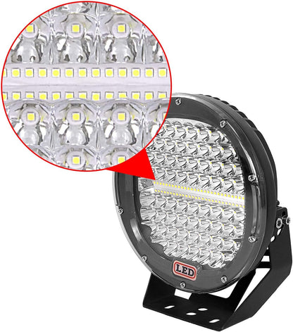 PICAA LED Werklamp 12V 24V, 294W 9inch ronde offroad Spot led-koplamp Zwart,Waterbestendig LED-werklamp, voor Auto Vrachtwagen Boot SUV ATV 4WD Offroad motorfiets