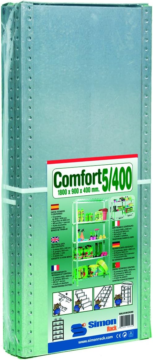 Simon Rack Stellingkast Metaal, 2000x1100x400 mm, Buigpunt 90, 5 Verstelbare Niveaus, Metalen Planken, Robuust Opslagrek voor Garage, Kelder en Werkplaats, Grijs – Simon Classic