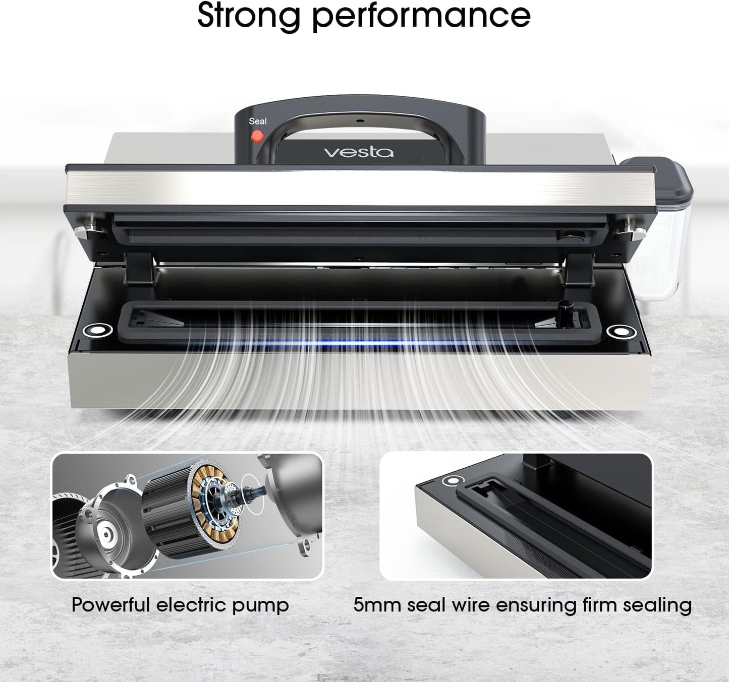 Vesta Precision Vac'n Seal Pro I Vacuümsealer - Smart Seal Design, bediening op volle snelheid, moeiteloze zware werklast, gepatenteerde snijdooszakken, ontworpen en onderhouden in de VS