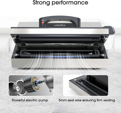 Vesta Precision Vac'n Seal Pro I Vacuümsealer - Smart Seal Design, bediening op volle snelheid, moeiteloze zware werklast, gepatenteerde snijdooszakken, ontworpen en onderhouden in de VS