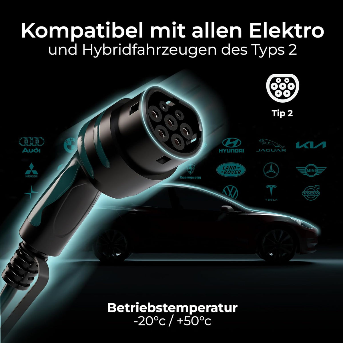Laadstation elektrische auto – EV laadpunt – Oplaadstation – Thuislader – Type 2 laadpaal – 7,4 kW snel laden – RFID beveiliging en IP65 weerbestendig