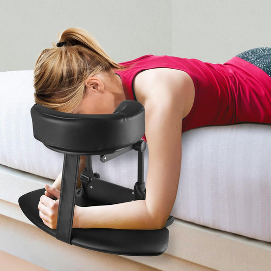Gezichtssteun – Massagekussen – Hoofdsteun – Massagetafel Accessoire – Massagehoeksteun – Verstelbaar Aluminium Frame – Zacht Schuimrubberen Kussen