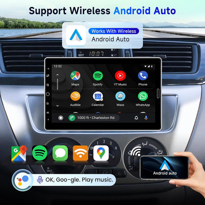 1-DIN Autoradio – Auto Stereo – Multimedia Speler – Radio Ontvanger – Navigatie Systeem – Draadloze CarPlay & Android Auto – 10,1-inch Draaibaar IPS-Touchscreen