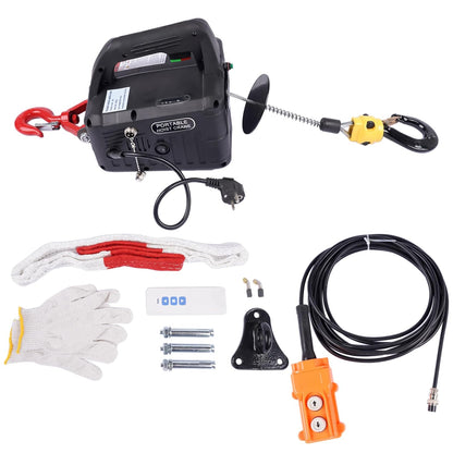 3-in-1 elektrische lier 1500 W, 500 kg draagbare elektrische lift met verbeterde infrarood eindschakelaar, verticaal en horizontaal tillen 120 m afstandsbediening Hopzty