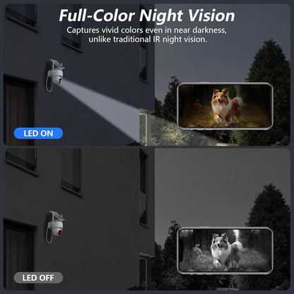 Draadloze Bewakingscamera – Beveiligingscamera – Wifi Camera – Buitencamera – Accu Camera – 2K Resolutie – IP65 Waterdicht – Kleurennachtzicht Met Sirene
