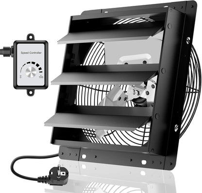 HG Power Afvoerluchtventilator met toerentalregelaar, industriële wandventilator met EC-motor, 1650 m³/uur, regelbaar, aluminium raamventilator voor kelder, garage, keuken
