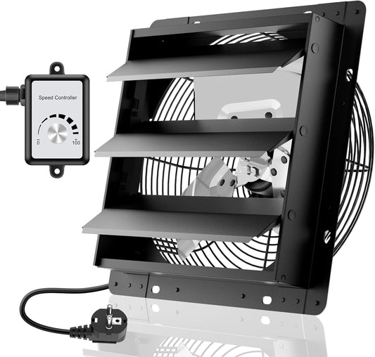 HG Power Afvoerluchtventilator met toerentalregelaar, industriële wandventilator met EC-motor, 1650 m³/uur, regelbaar, aluminium raamventilator voor kelder, garage, keuken