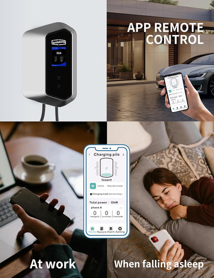 EV Oplaadstation – Elektrische Autolader – EV Charger – Thuislaadpunt – Type 2 Laadpaal – 7 kW Eenfase – 10 Meter Kabel met Wifi & Bluetooth
