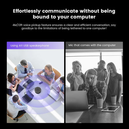 NEARITY A11 Conferentie Luidspreker en Microfoon, 4 Microfoons USB Speakerphone met AI Noise Cancelling, 4 m Audio Pickup, Plug and Play Computer Speaker met Microfoon voor Werk/Online