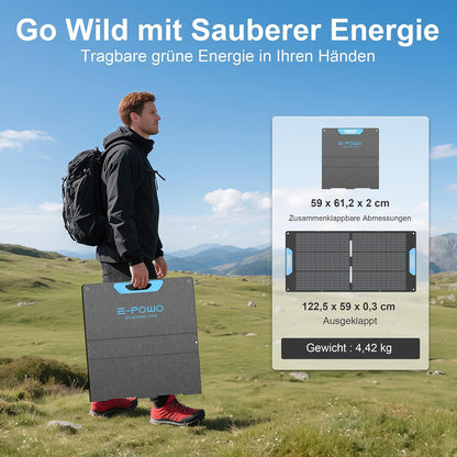 Opvouwbaar zonnepaneel, 110 W, IP67 waterdicht, USB-C PD 65 W & QC3.0 USB-A, 23,5% rendement, compatibel met powerstations, voor camping, camper en outdoor