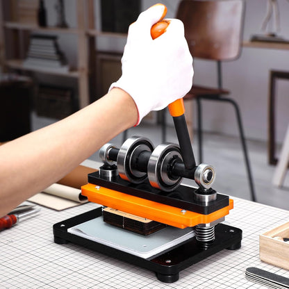 Handmatige stansmachine voor leer – Leerreliëfmachine – Leerpersmachine – Leerstempelmachine – Ledersnijmachine – Compact 18 x 10 cm – Belastbaar tot 1,5 ton