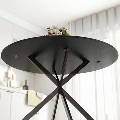 Ronde Eettafel – Eettafel Rond – Keukentafel – Tafel Voor 4 Personen – Industriële Eettafel – Ø120 cm – Krasbestendig Melamine – Verstelbare Stalen Poten