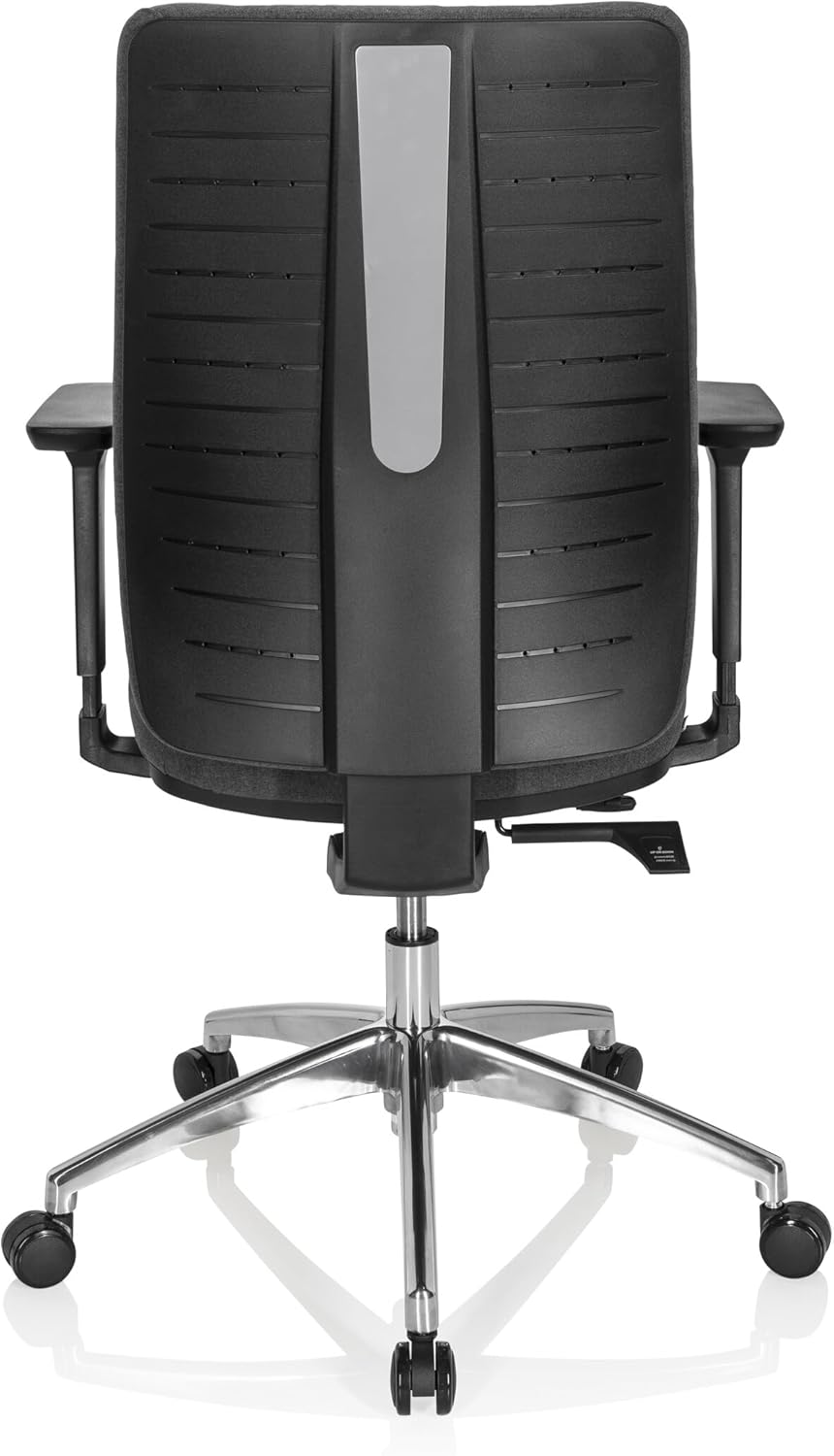 hjh OFFICE Integrio 820026 Professionele bureaustoel van stof, donkergrijs, ergonomisch, rugleuning in hoogte verstelbaar, bekleed, 123 x 74 x 63 cm