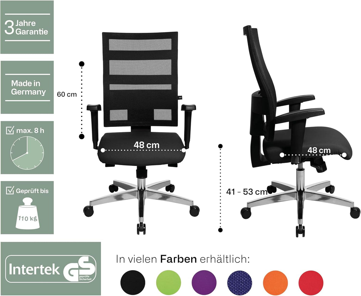 Topstar 959Tt200 X-Pander, Ergonomische Bureaustoel, Bekledingsstof, 48 X 48 X 116 Cm, Zwart