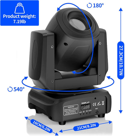 LED Moving Head – Moving Head Spot – DJ Licht – Podiumverlichting – Discoverlichting – 100W LED – 8 Kleuren & Patronen – Motorized Zoom & DMX512 Controle