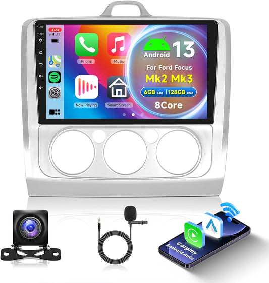 6G + 128G 8 Core Wireless Carplay Android Car Radio for Ford Focus Mk2 Mk3 Exi MT 2 3 2004-2011 9 inch Car Radio with Android Car GPS Navi WiFi Mirror Link Bluetooth FM/RDS/EQ DSP/SWC - QUORE