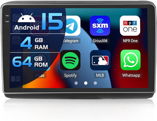 4+64G Autoradio – Multimedia Systeem – Navigatiesysteem – Touchscreen Radio – Draadloze CarPlay – Android 15 OS – 9 Inch In-Cell Scherm – GPS Met Wifi