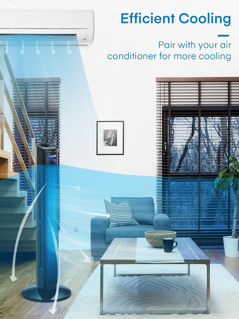 Luchtkoeler - Aircooler - Torenventilator - 91.4 cm Ventilator - met 3 Snelheden - 3 Modi - Afstandsbediening - 12-uurs Timer - Slaapmodus - Draagbare Ventilator - Zonder Vleugels - Zwart