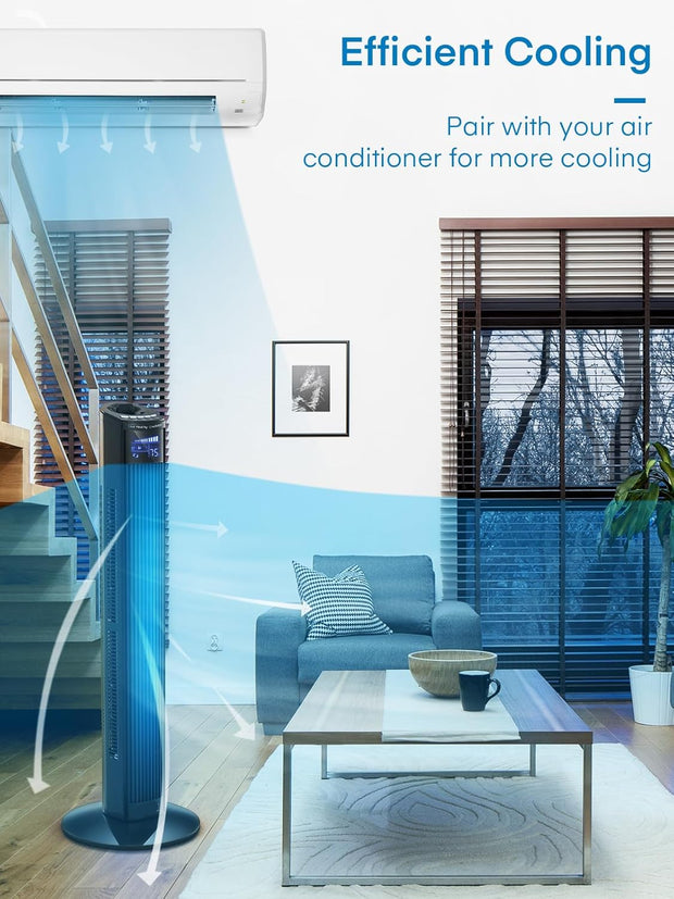 Luchtkoeler - Aircooler - Torenventilator - 91.4 cm Ventilator - met 3 Snelheden - 3 Modi - Afstandsbediening - 12-uurs Timer - Slaapmodus - Draagbare Ventilator - Zonder Vleugels - Zwart