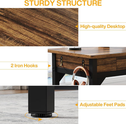 Tribesigns 78 inch Extra Long Computer Desk, Two Person Desk, Large Executive Desk, Writing Table Study Desk for Home Office, Rustic Brown