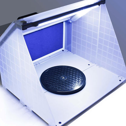 Wiltec Airbrush-afzuigsysteem met Paint Station, spuitcabine, verfbak en airbrushpistolen, afzuigcapaciteit 4 m³/min