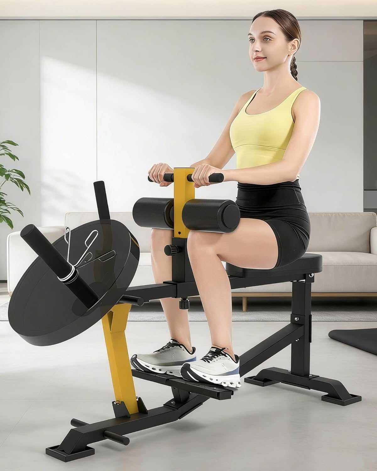GUUG Calf Machine Road Traine Calf Stretcher Seated Leg Trainer for Home Strength Leg Trainer Leg Training Device Training Seated Calf Raise Machine Yellow - QUORE