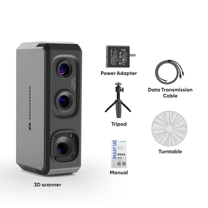 3D-scanner, 24-bits kleurencamera, optische lenzen met anti-shake functie, 0,01 mm nauwkeurigheid en 10 FPS scansnelheid, draagbare 3D-scanner voor 3D-printen, 3DMakerpro Seal Premium Kit