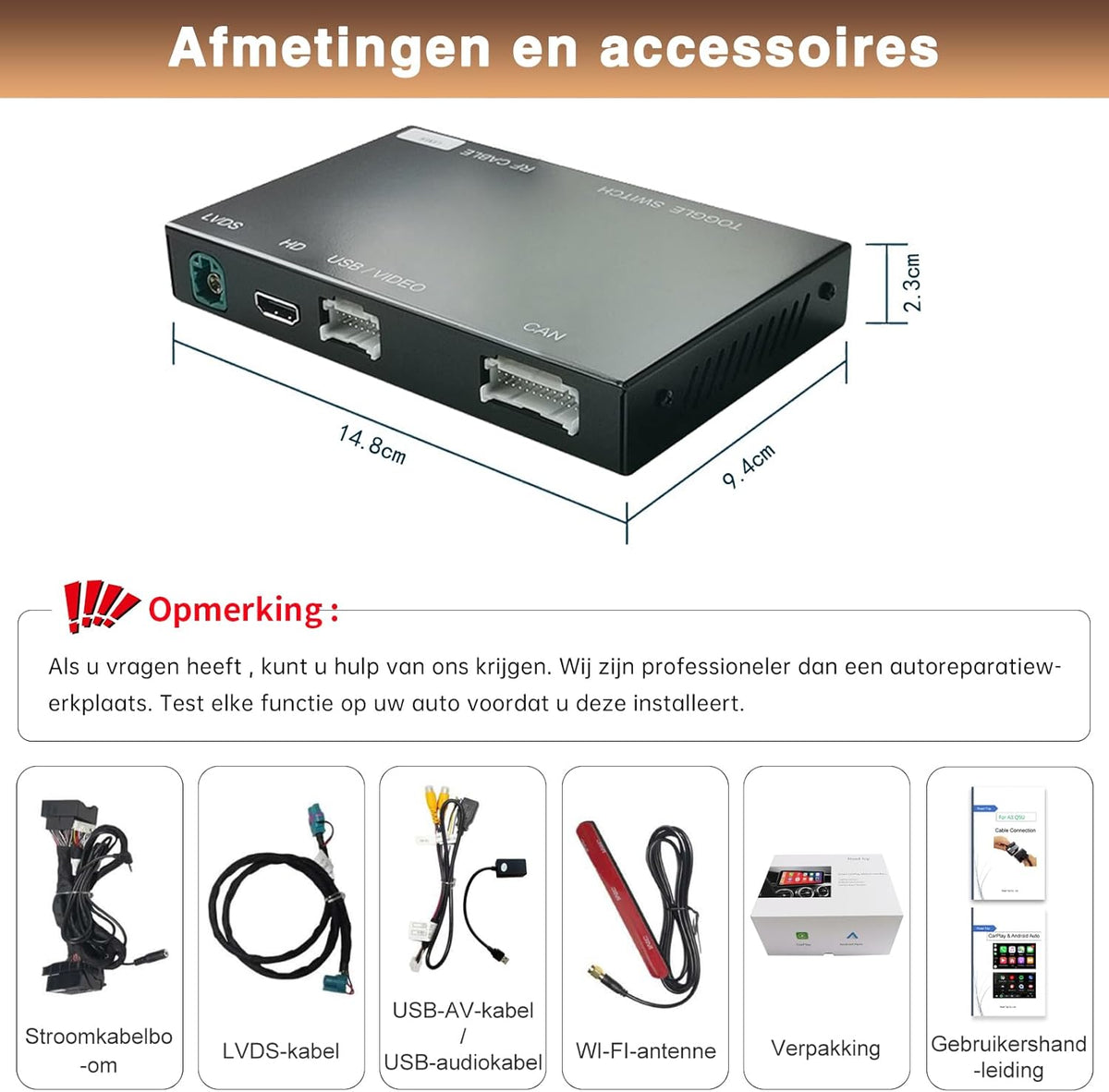 Draadloze Carplay Retrofit Kit – Carplay Adapter – Android Auto Interface – Multimedia Decoder – Siri Bediening – Draadloos Connecten – Compatibel Met Stuurwielbediening
