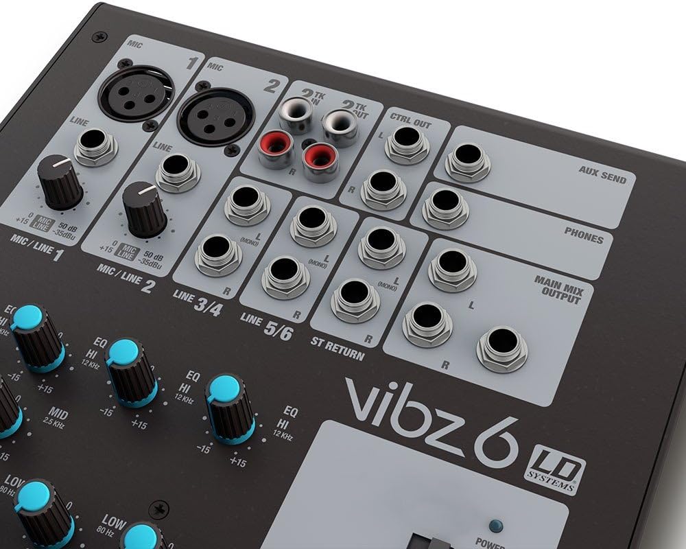6-Kanaals Mengpaneel Zwart – Mixer – Mengtafel – Geluidsmixer – Audio Mixer – 2 Symmetrische Microfooningangen – Fantoomvoeding