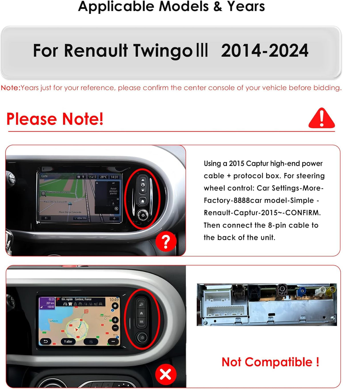 Ossuret Autoradio voor Renault Twingo Ill (2014-2024), 9 Inch Android 13 Touchscreen 2+32GB GPS Navigatie met Carplay Android Auto WiFi Bluetooth USB Stuurwielbediening