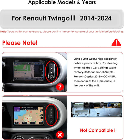 Ossuret Autoradio voor Renault Twingo Ill (2014-2024), 9 Inch Android 13 Touchscreen 2+32GB GPS Navigatie met Carplay Android Auto WiFi Bluetooth USB Stuurwielbediening