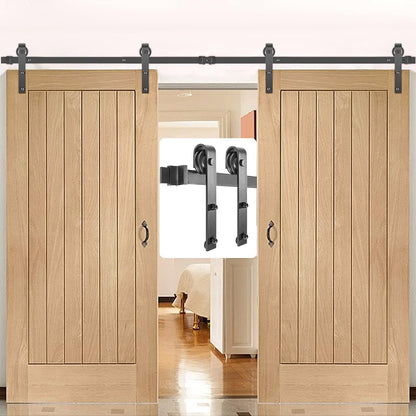 VEVOR Schuifdeursysteem, 335 cm, schuifdeurbeslag, koolstofstaal, looprails, set, 150 kg draagvermogen, deurgeleiding, geschikt voor deurbreedte van 167 cm, beslag voor dubbele deuren