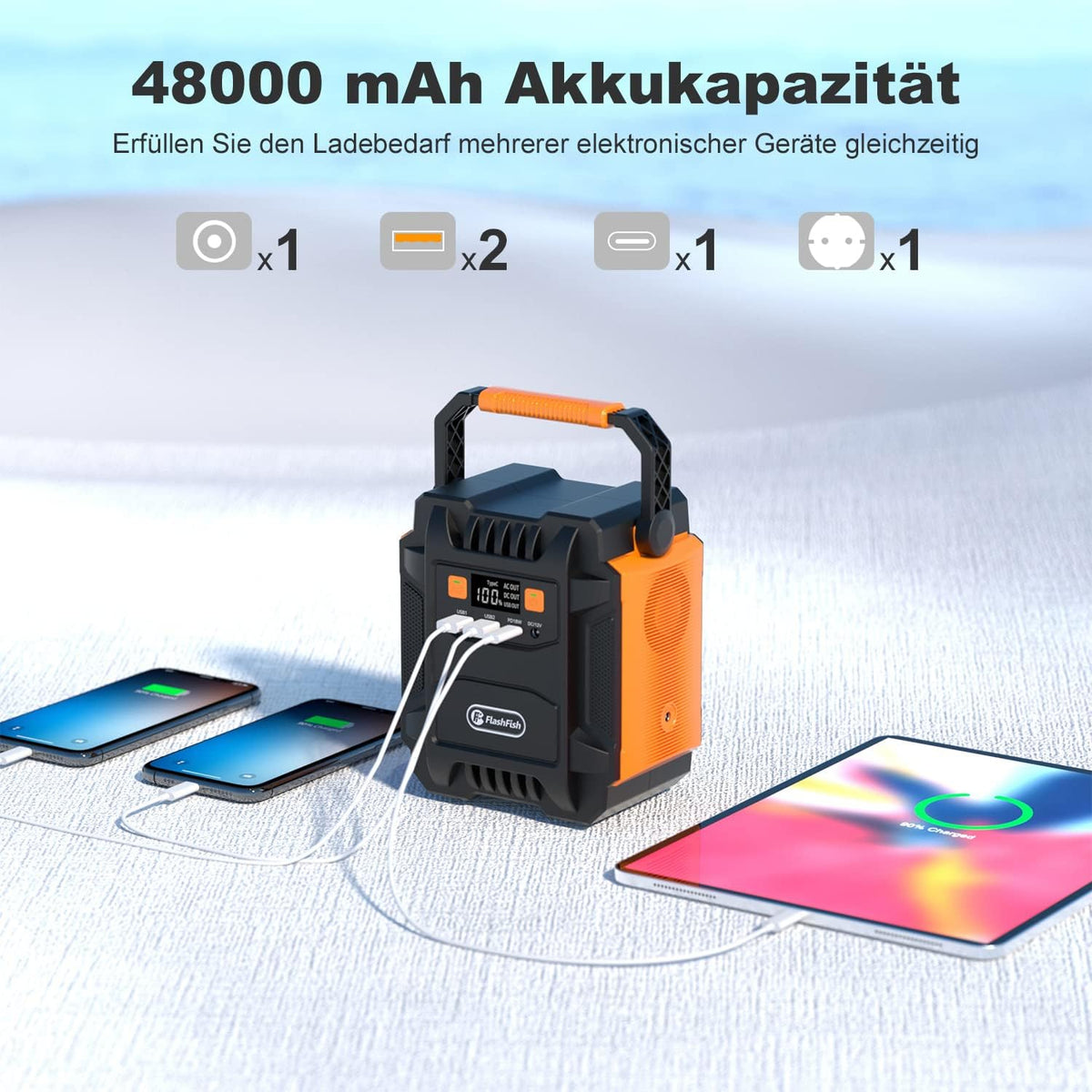 Powerstation – Draagbare Generator – Zonne-Accu – Mobiele Energiebron – Noodstroomvoorziening – 48.000mAh Capaciteit – Inklapbaar 60W Zonnepaneel