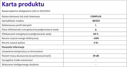 CAMPLUX 16 L Gas Boiler Tankless, Butaan (28-30 mbar)/ Propaan (37 mbar), 32 kW, BD422