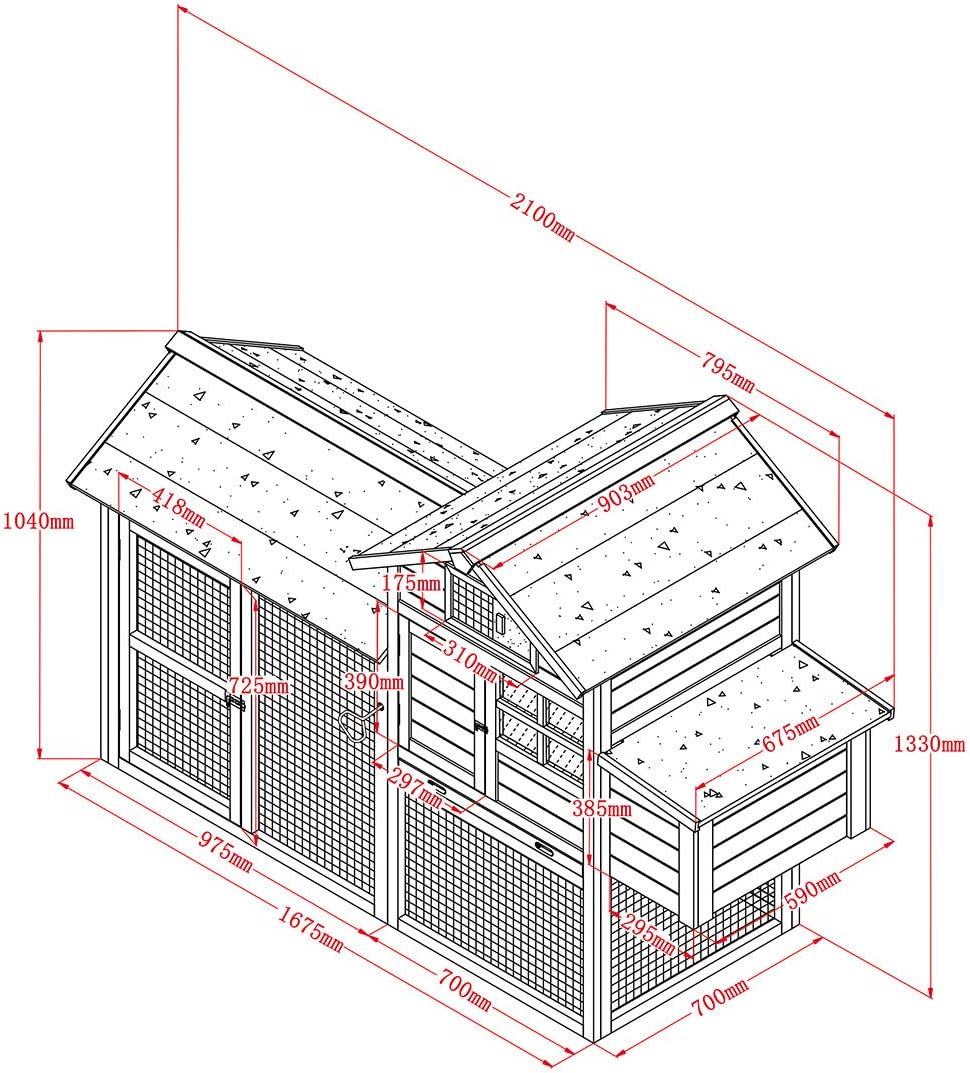 Chicken Coop Chicken Coop No. 06 "Collosus with fence, pull-out bath & storage box - QUORE