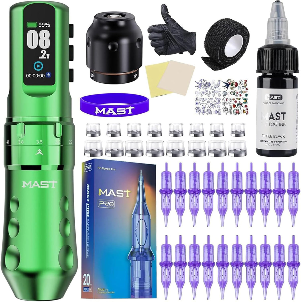 Tattoo Machine – Draadloze Tattoo Pen – Professionele Tattoo Gun – Tattoo Set – Tattoo Machine Kit – Lichtgewicht 228g – 7 Instelbare Slagen 2,5-4,5 mm